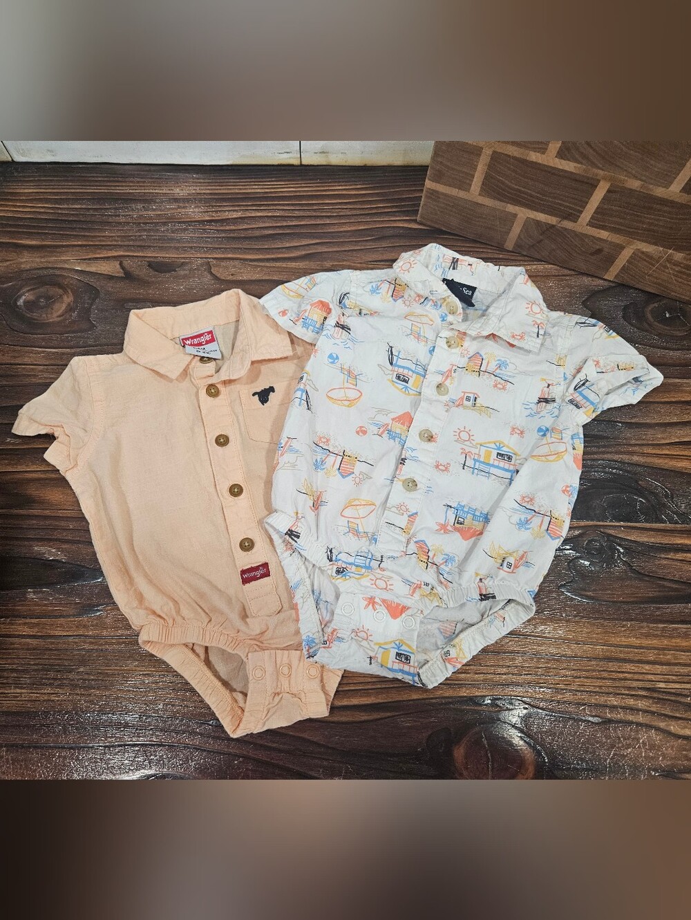Baby 6-9 Month Wranger Beach Button Up Onesie Bundle